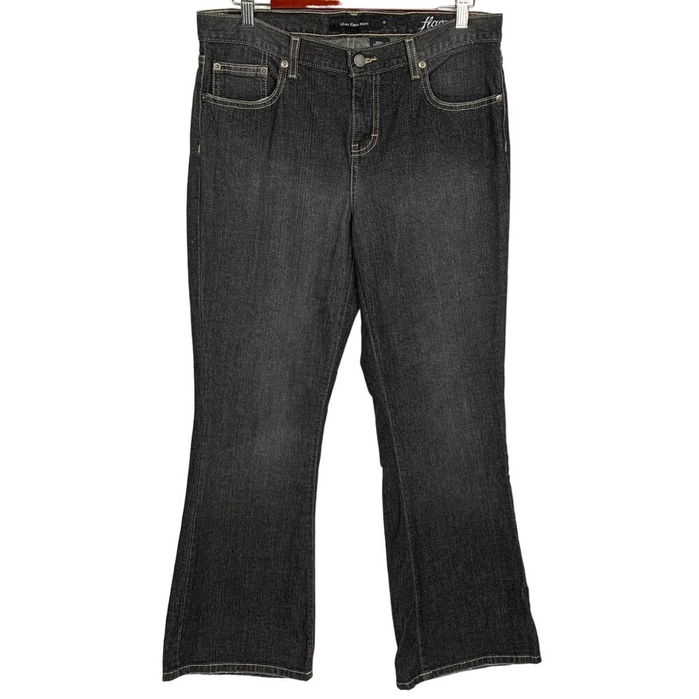 Calvin Klein Y2K Black Wash Retro Flare Boot Cut 10 Jeans High Rise Pockets - Picture 3 of 9